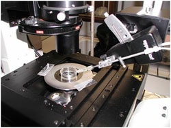 XploRA INV sample stage equipped with micro-injector