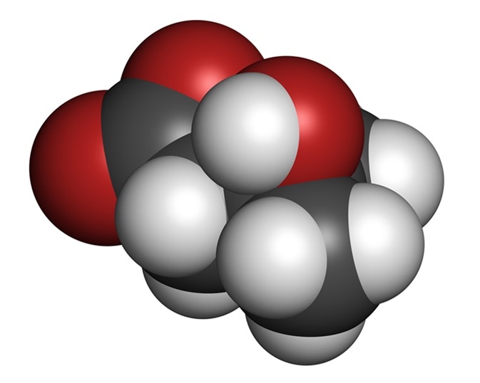 Beta-hydroxy beta-methylbutyric acid (HMB) leucine metabolite molecule. Used as supplement, may increase strength and muscle mass. Atoms are represented as spheres with conventional color coding. Image Credit: molekuul_be / Shutterstock