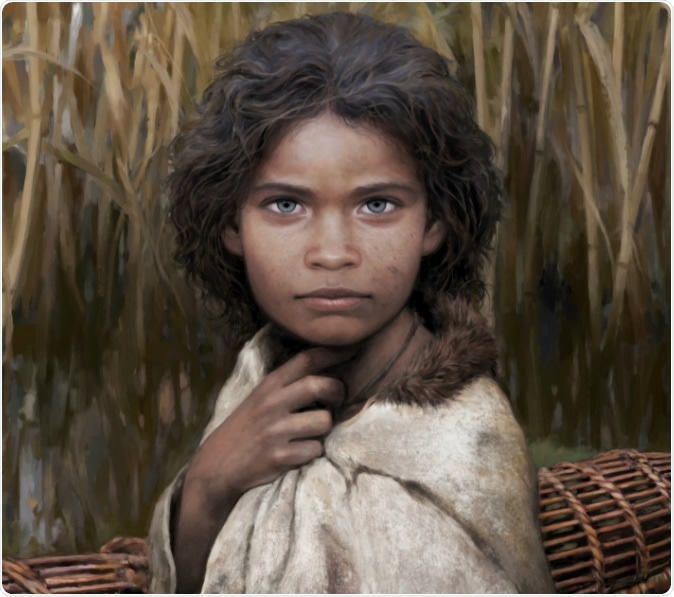 Artistic reconstruction of the woman who chewed the birch pitch. She has been named Lola. Illustration by Tom Björklund.