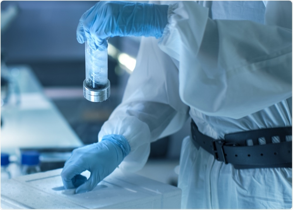 Virologist looking at swine flu samples