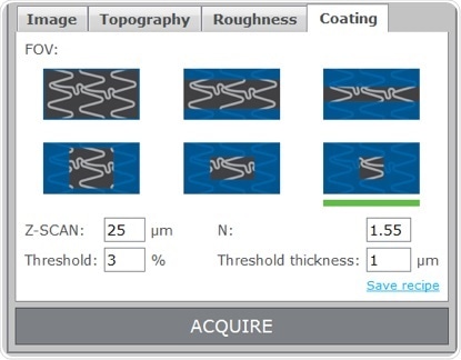 Parameters panel in SensoINSPECT