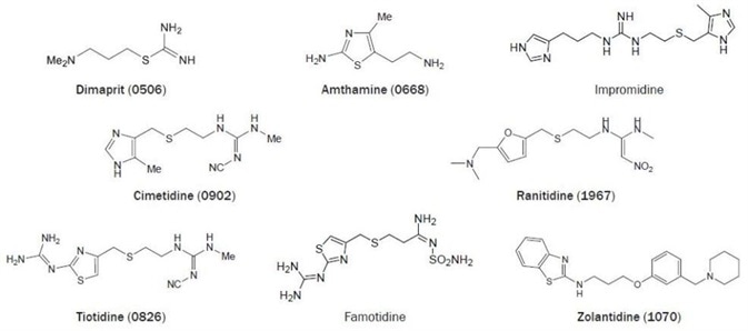 Chemical structures of selected H2 receptor ligands