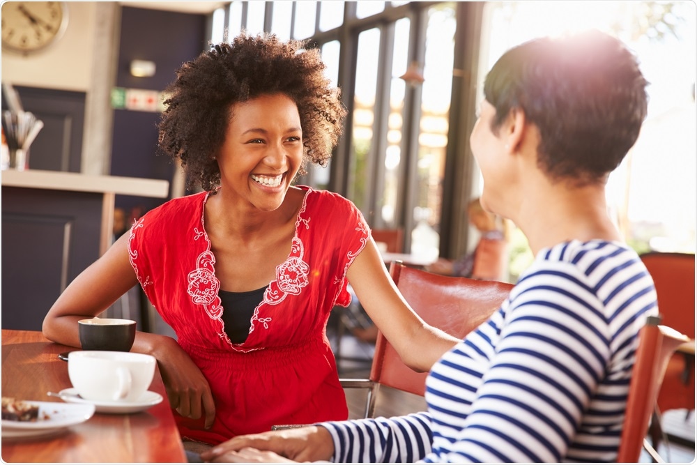 Two women talking at a coffee shop - an example of emotional mimickry