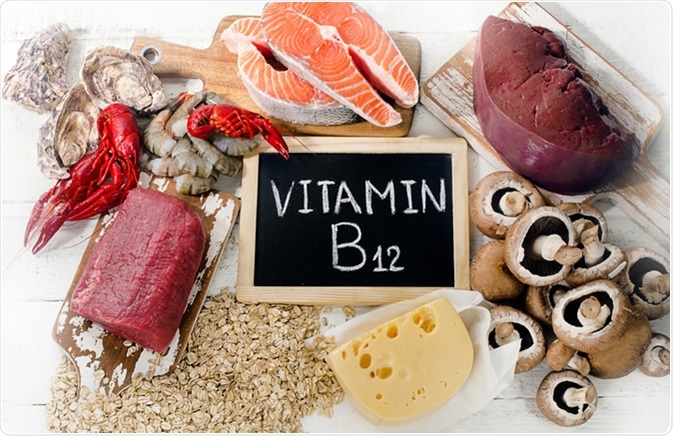Sources of Vitamin B12 (Cobalamin). Image Credit: Bitt24 / Shutterstock