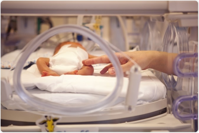 Premature neonate in an incubator. Image Credit: Pushba / Shutterstock