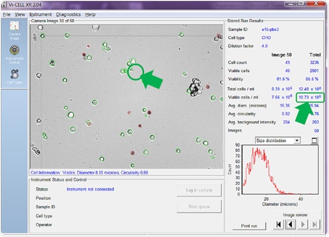 Minimum viable cell diameter set to 6 microns.