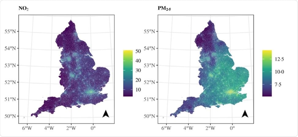 Population weighted exposure per LSOA.
