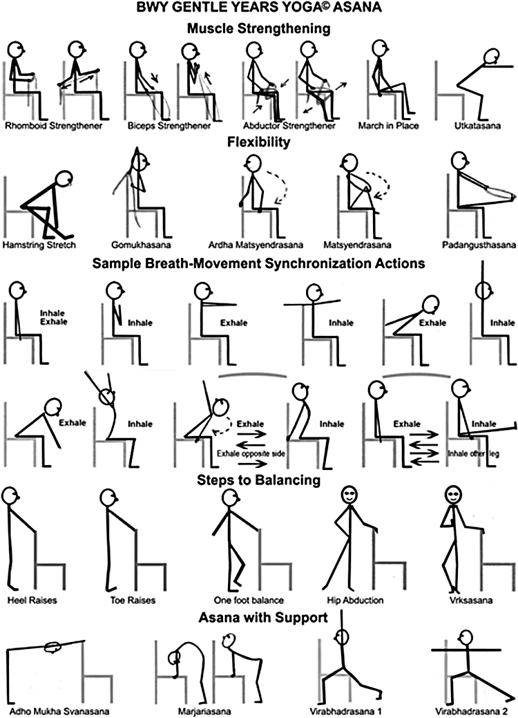 Sample of chair-based poses that were used in the adapted yoga programme