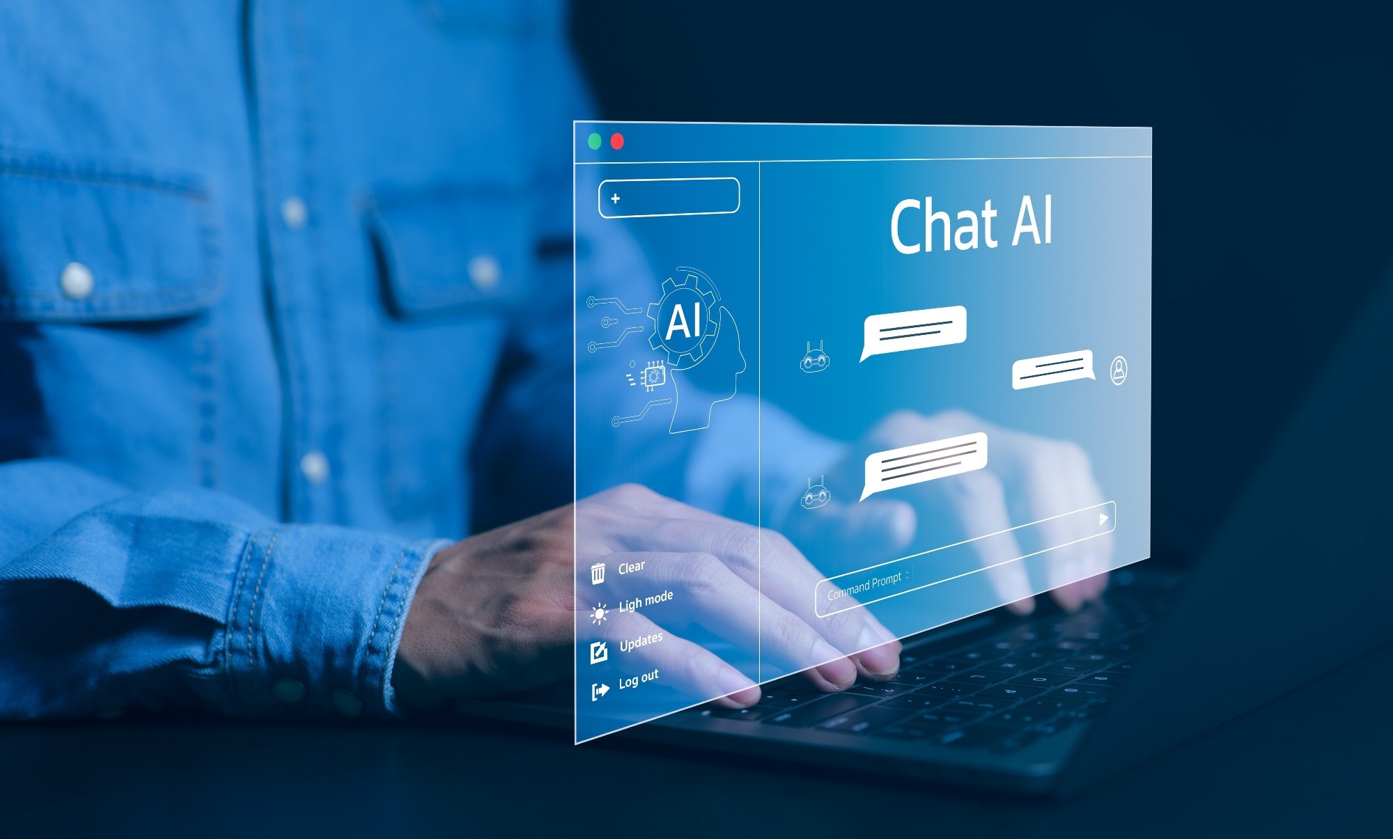 ChatGPT Chat with AI or Artificial Intelligence technology.