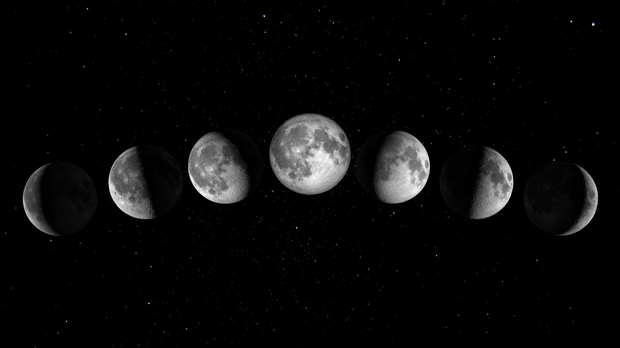 Moon Phases Against a Starry Backdrop